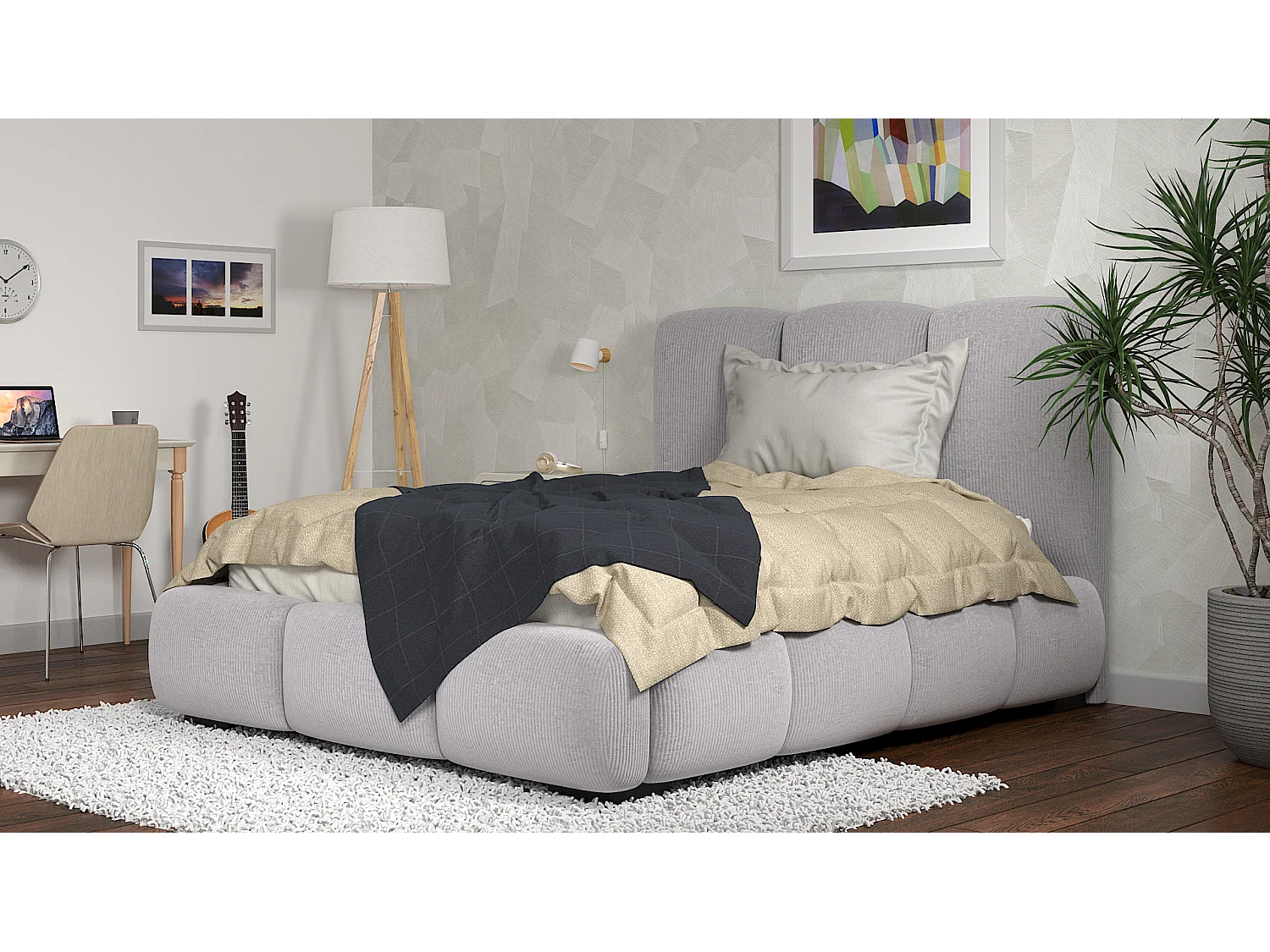SIBLO Lit ado moderne Allure 180x200 cm Gris