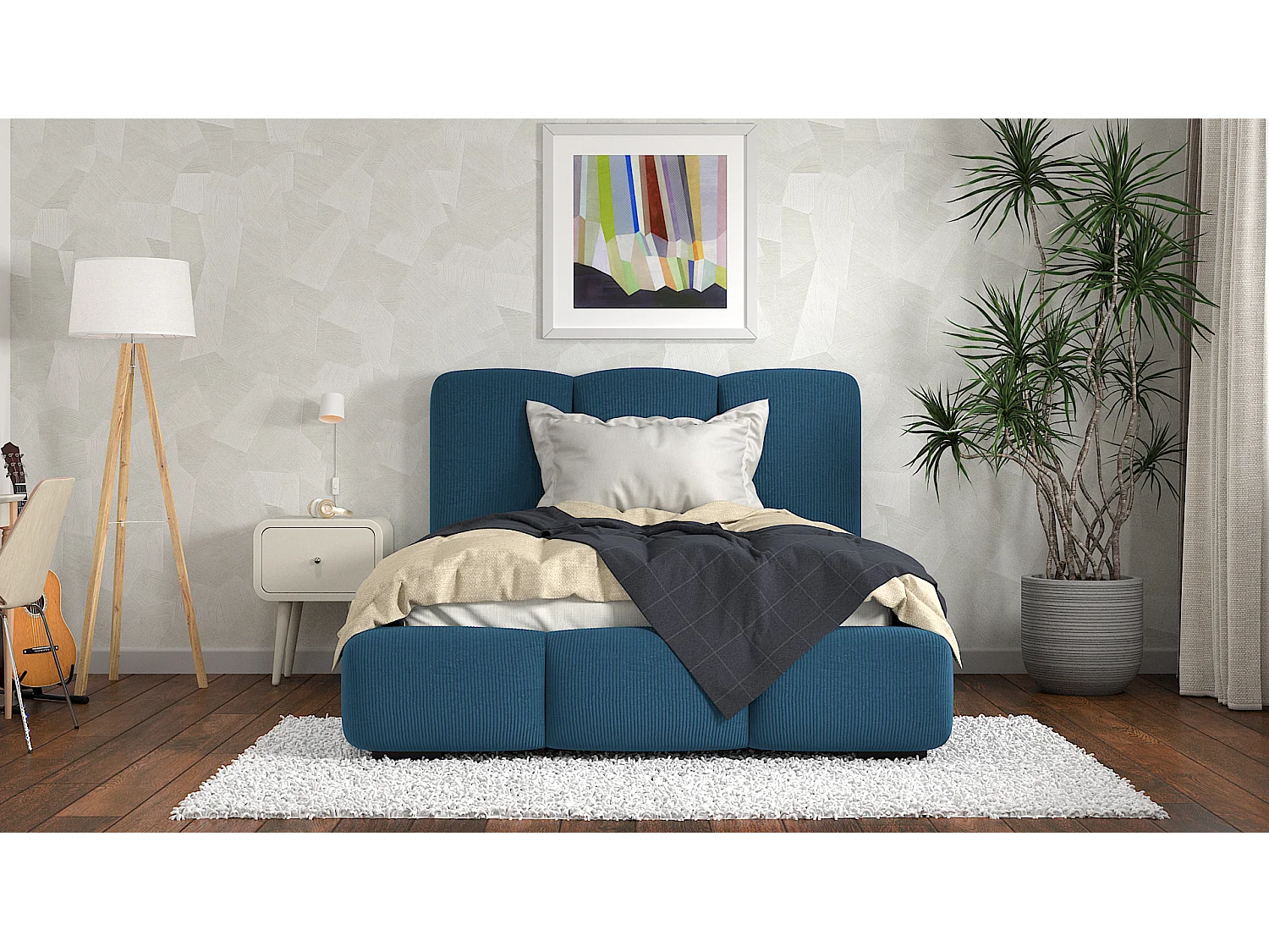 SIBLO Lit ado moderne Allure 180x200 cm Nuit bleue