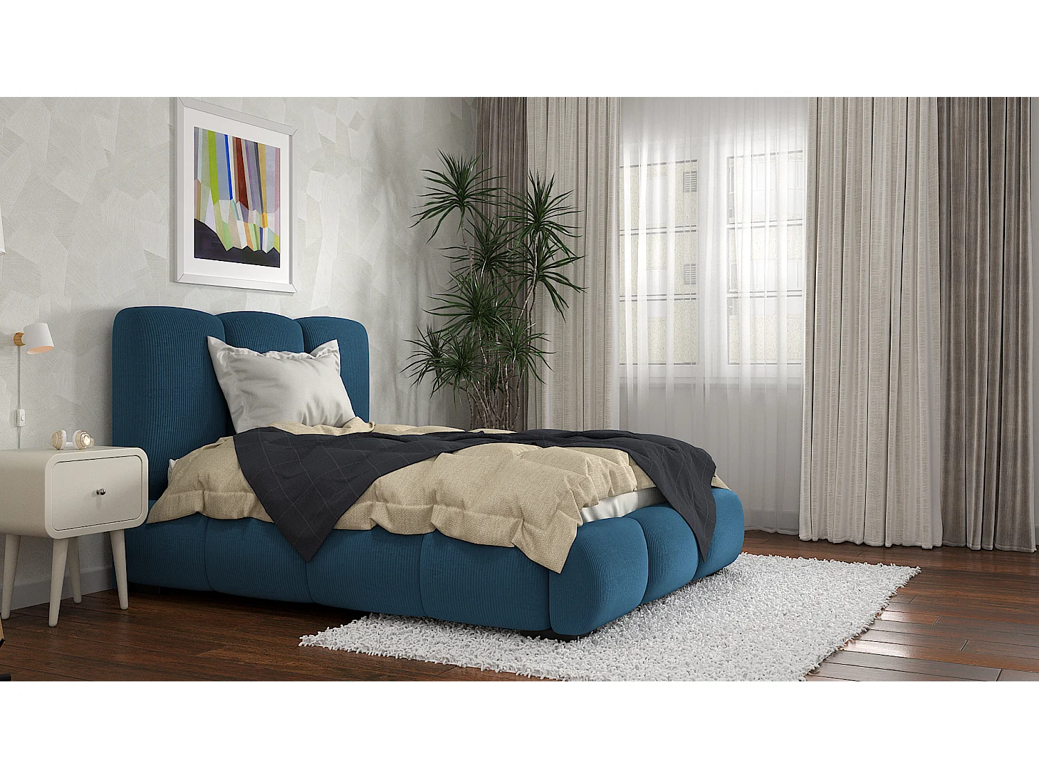 SIBLO Lit ado moderne Allure 180x200 cm Nuit bleue