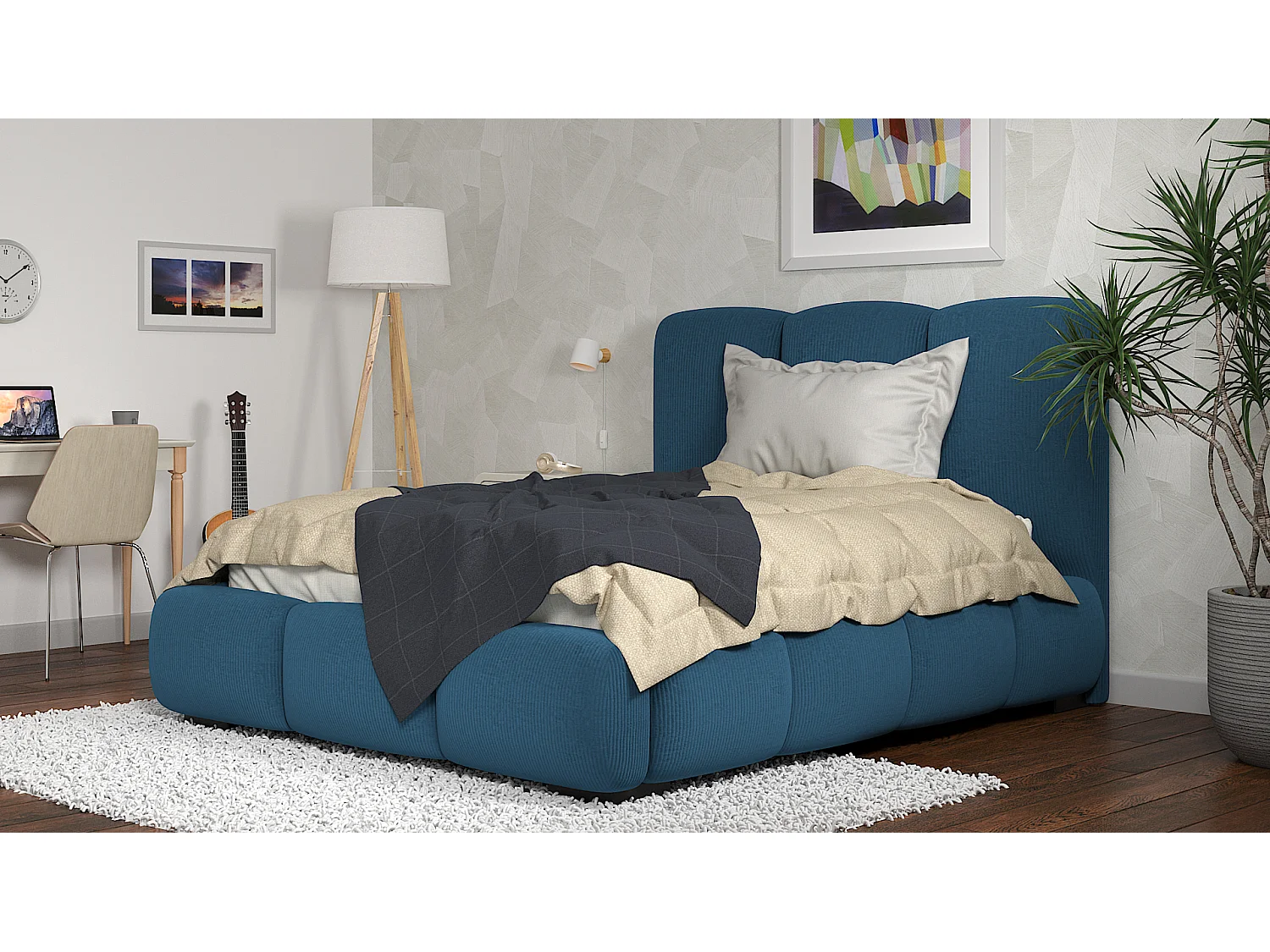 SIBLO Lit ado moderne Allure 160x200 cm Nuit bleue