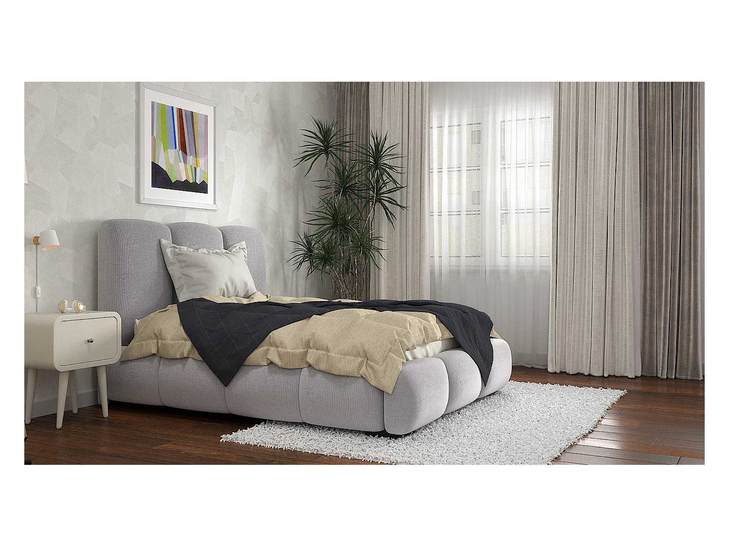 SIBLO Lit ado moderne Allure 160x200 cm Gris