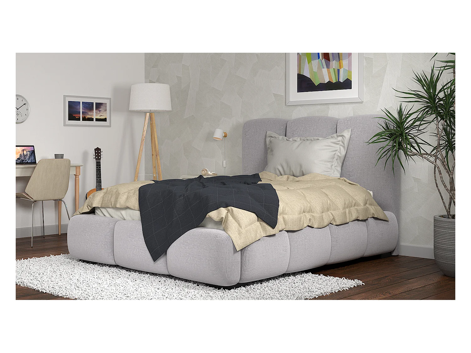 SIBLO Lit ado moderne Allure 160x200 cm Gris