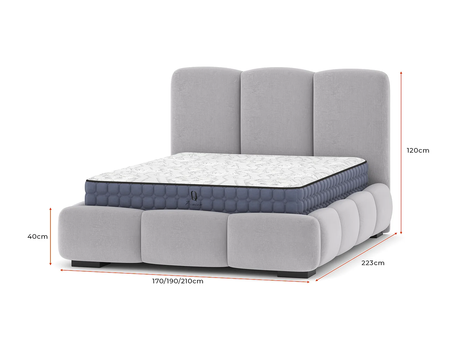 SIBLO Lit ado moderne Allure 160x200 cm Gris