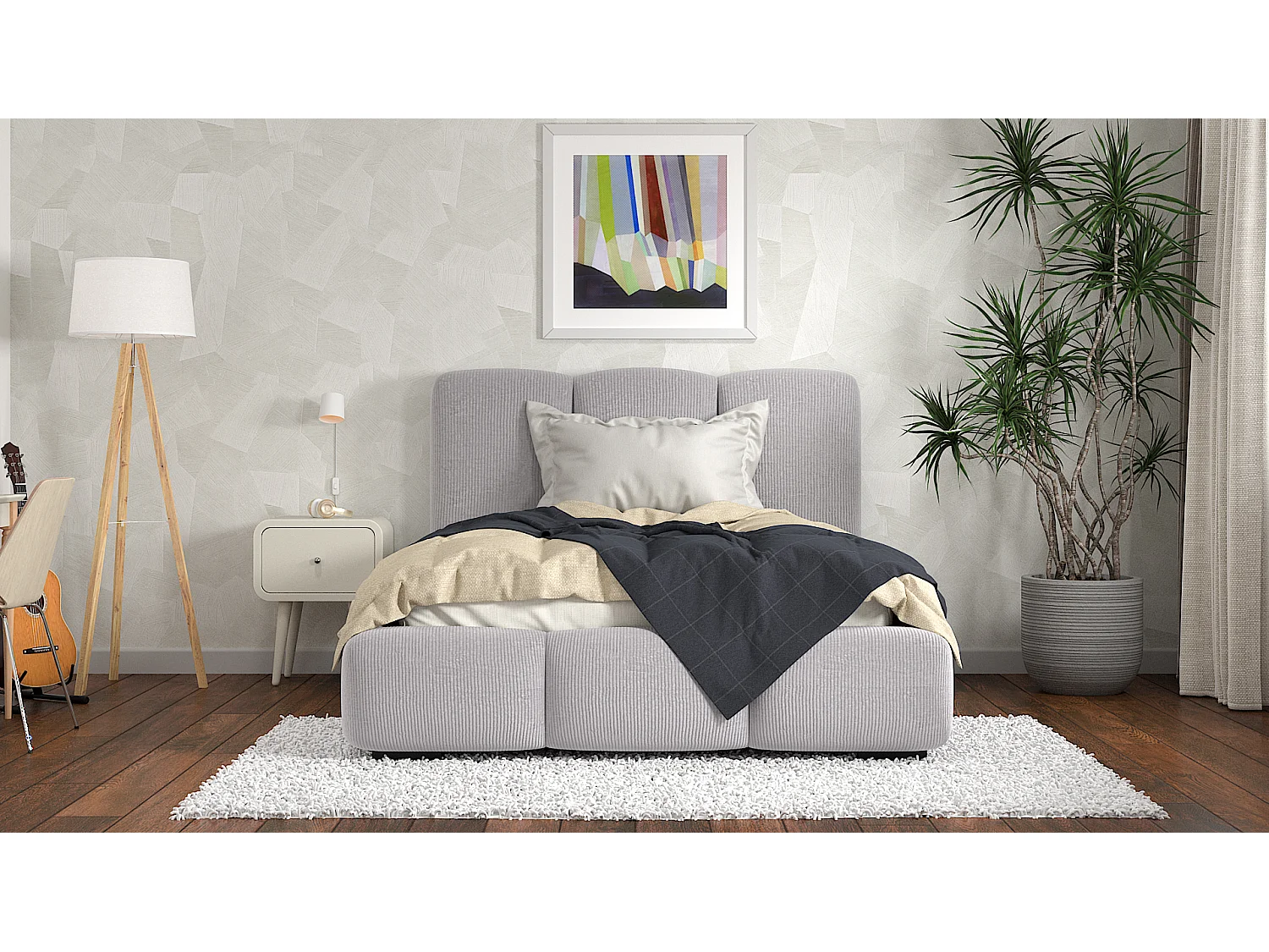 SIBLO Lit ado moderne Allure 160x200 cm Gris