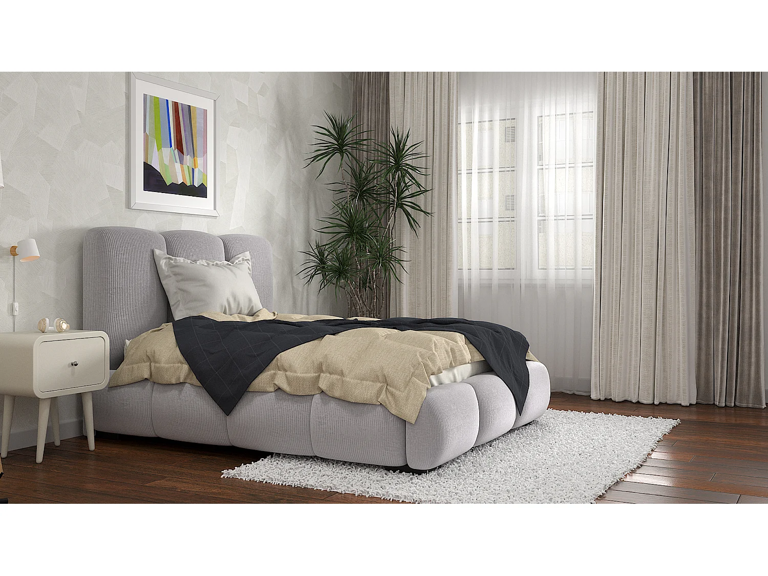 SIBLO Lit ado moderne Allure 160x200 cm Gris