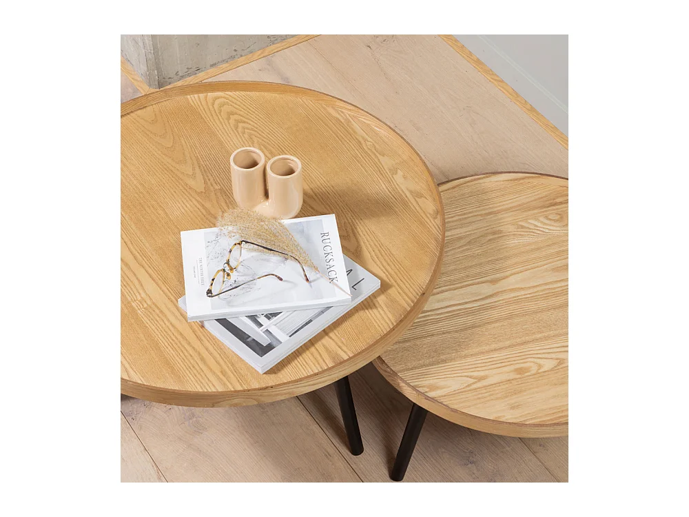 Mesa - Table d'appoint ronde bois ø60cm - Bois clair