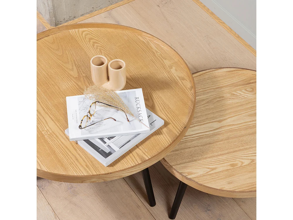 Mesa - Table d'appoint ronde bois ø60cm - Bois clair
