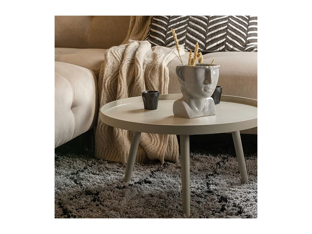 Mesa - Table d'appoint ronde bois ø60cm - Beige