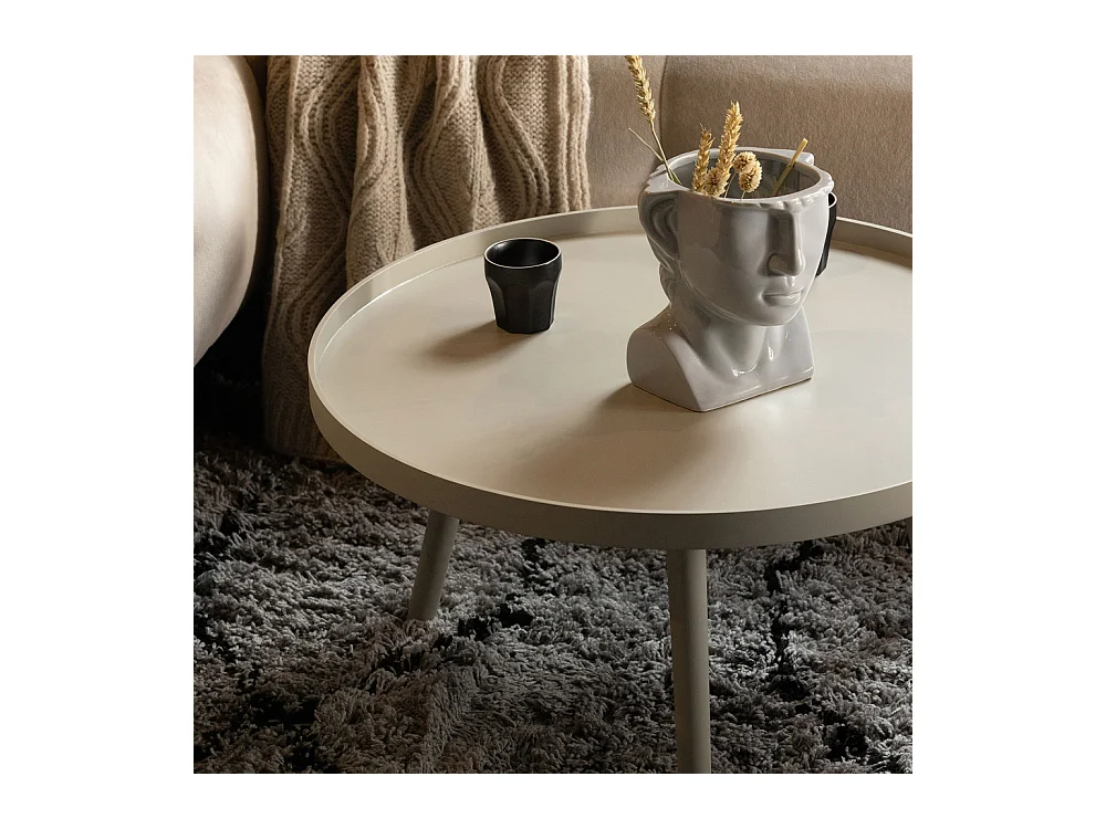 Mesa - Table d'appoint ronde bois ø60cm - Beige