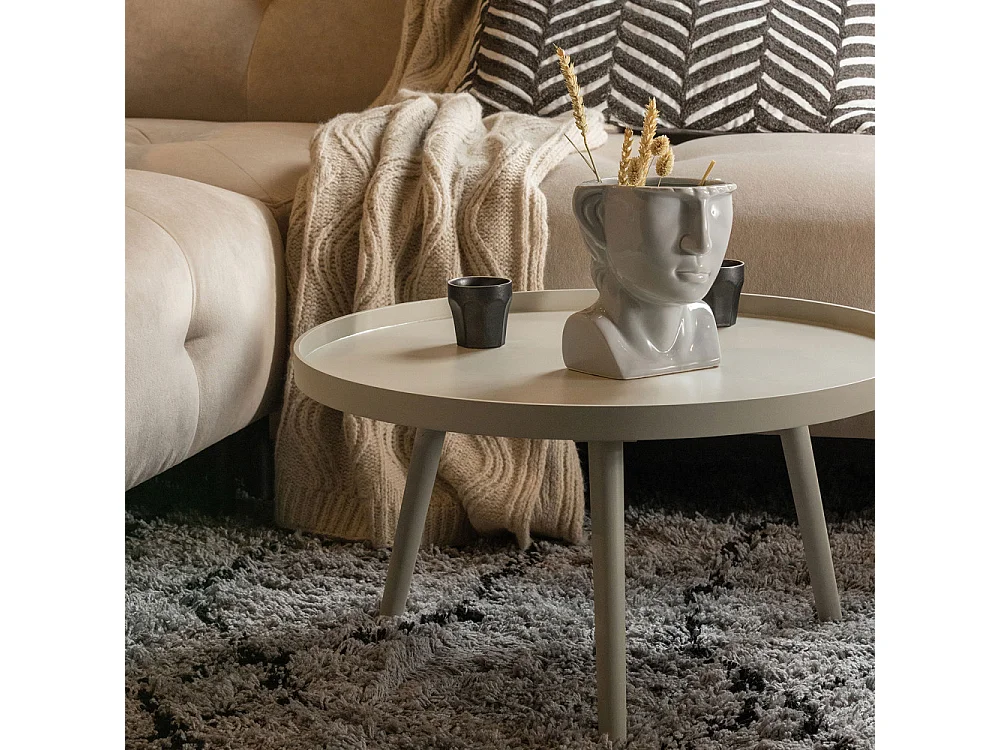 Mesa - Table d'appoint ronde bois ø60cm - Beige