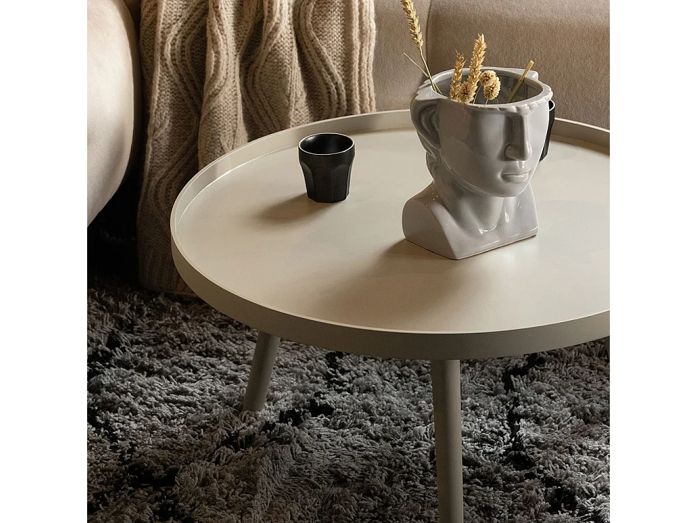 Mesa - Table d'appoint ronde bois ø60cm - Beige
