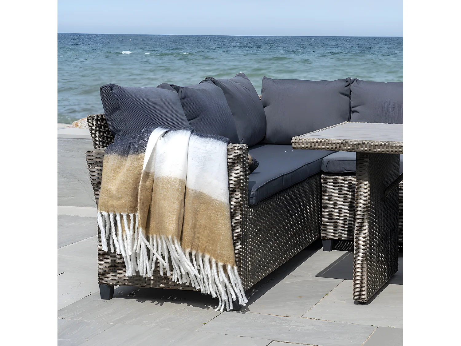 Sintra - Plaid à franges 170x130cm : Couleur - Multicolore