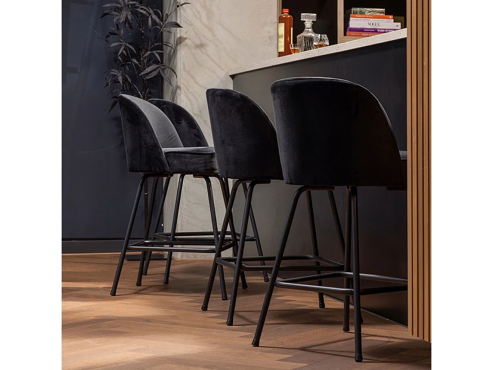 Vogue - Tabouret de bar en velours H65cm - Bronze
