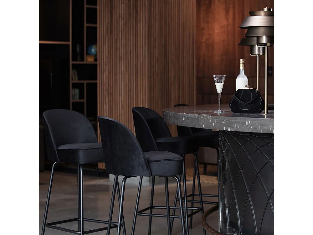 Vogue - Tabouret de bar en velours H65cm - Bronze