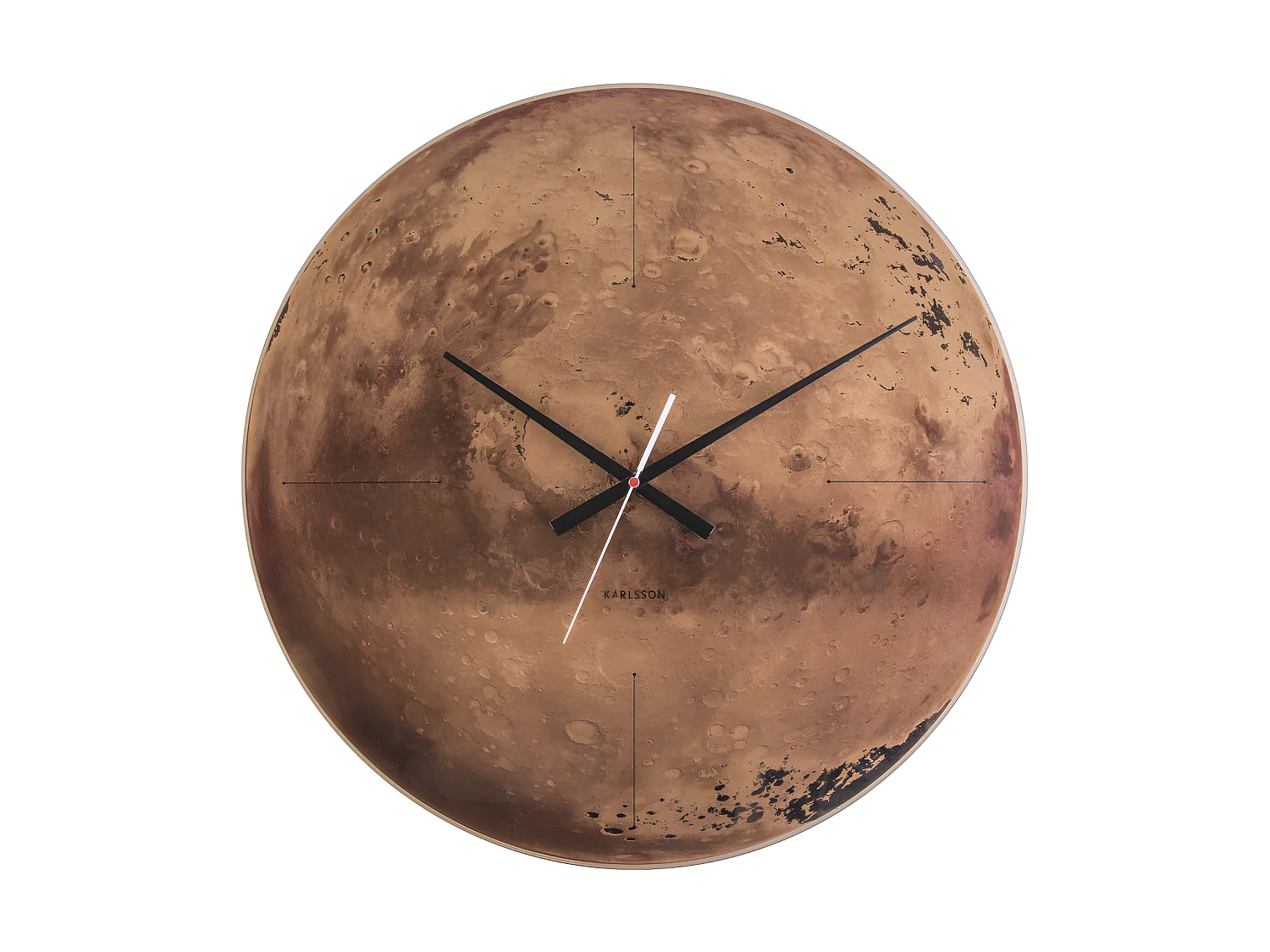 Mars - Horloge murale ronde en verre ø60cm - Brun