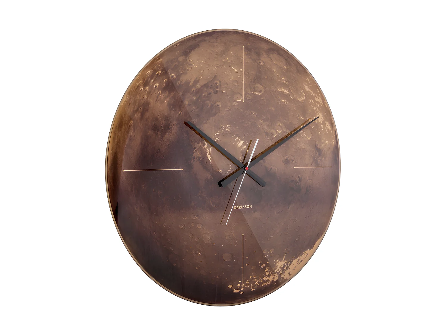 Mars - Horloge murale ronde en verre ø60cm - Brun