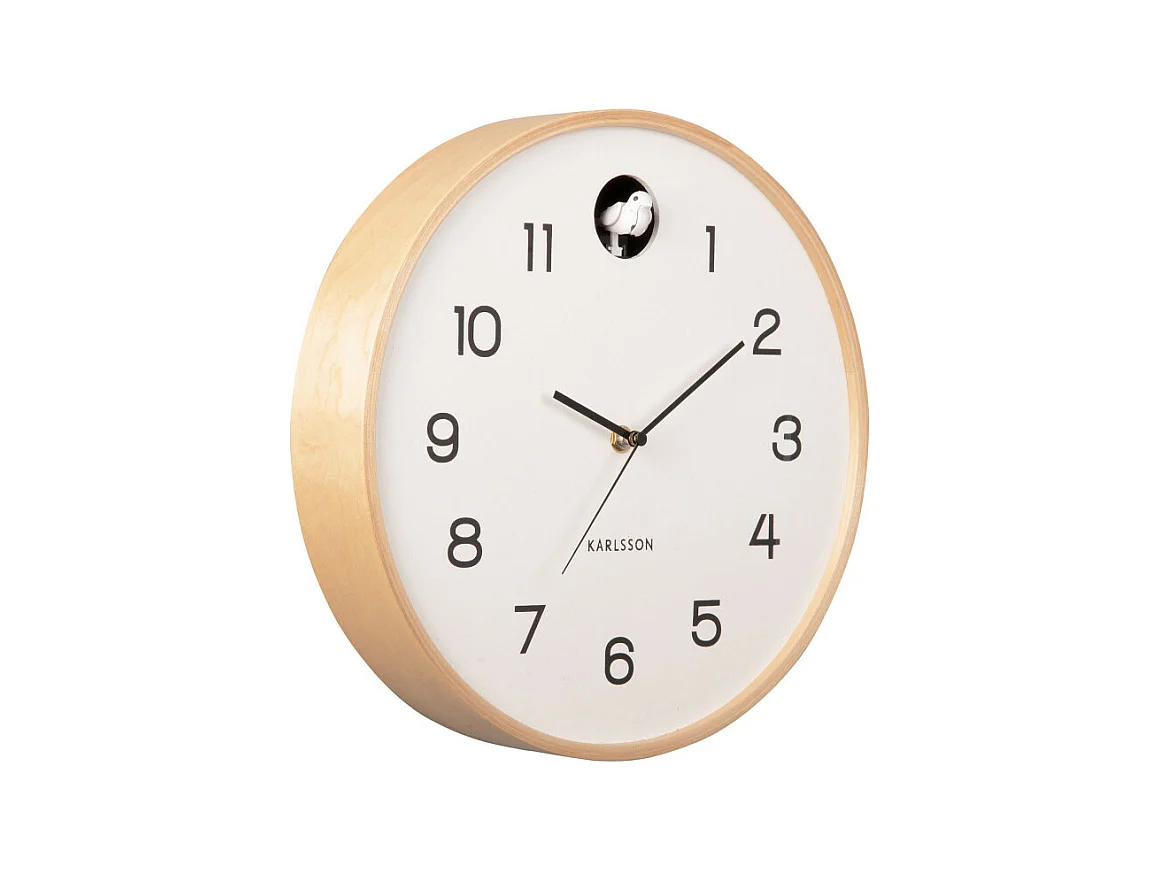 Natural Cuckoo - Horloge murale ronde ø31,5cm - Blanc