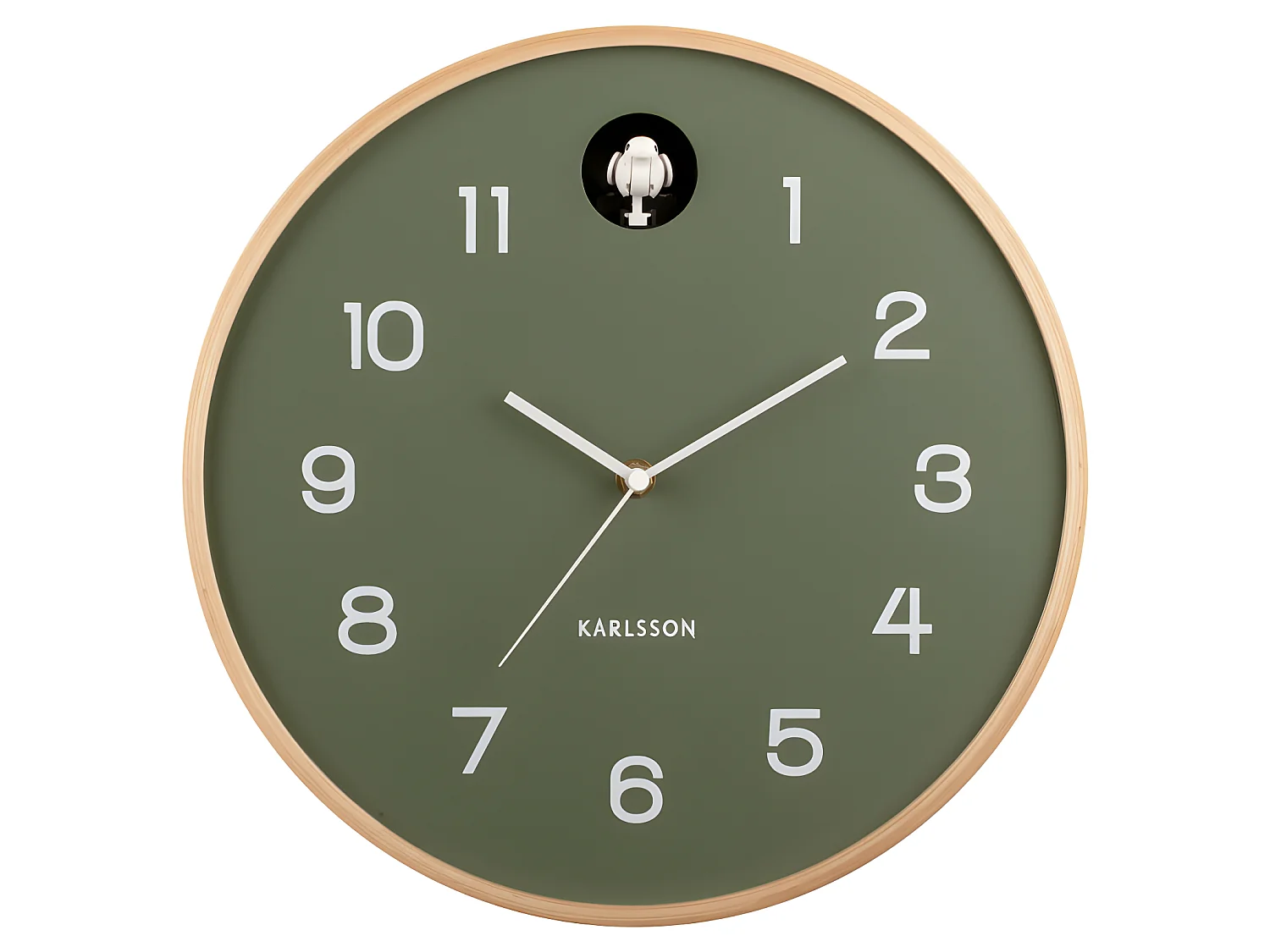 Natural Cuckoo - Horloge murale ronde ø31,5cm - Vert