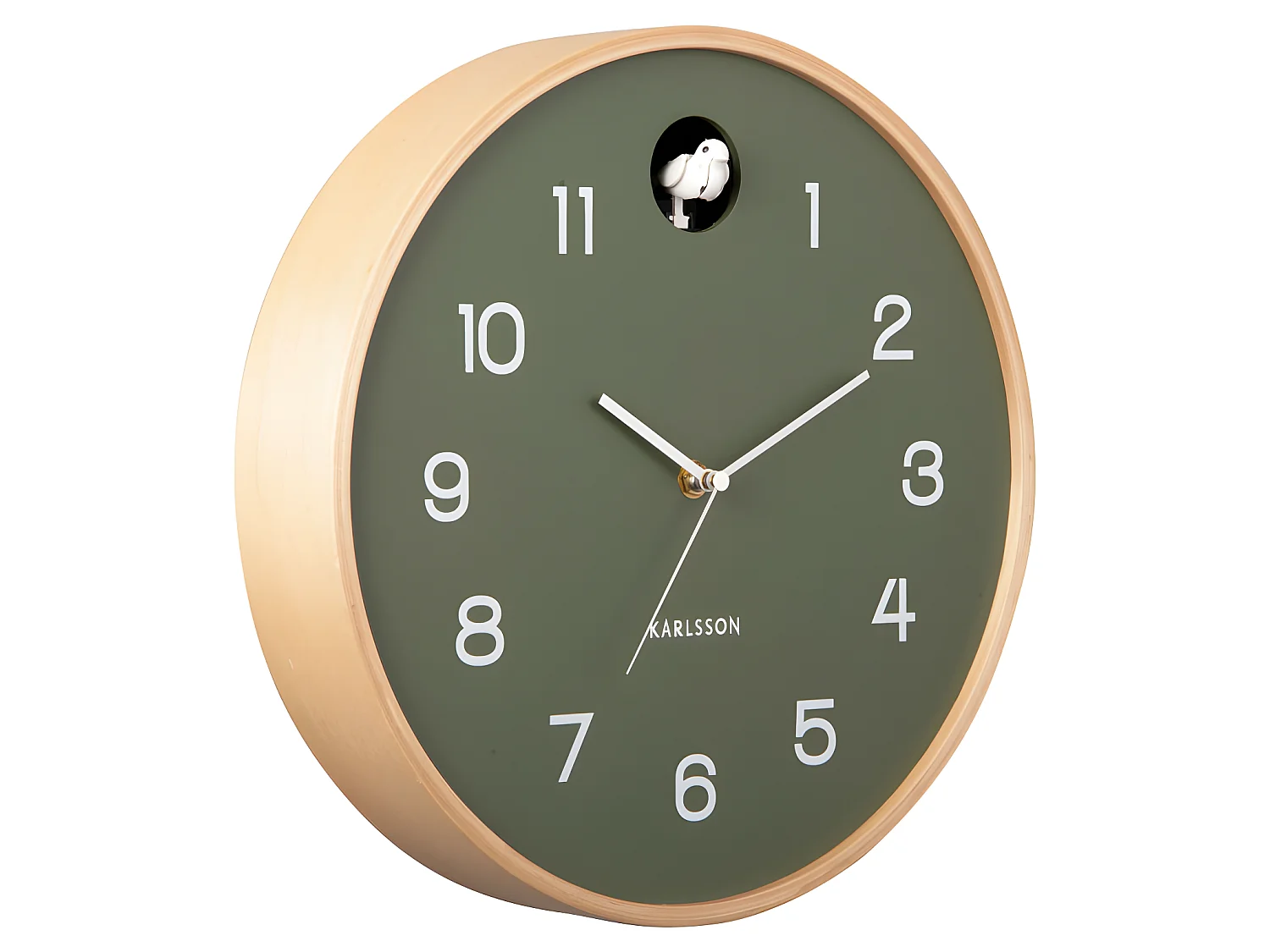 Natural Cuckoo - Horloge murale ronde ø31,5cm - Vert