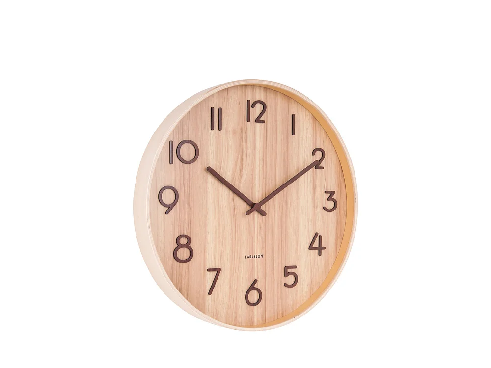 Pure - Horloge murale ronde en bois ø60cm - Couleur - Bois clair