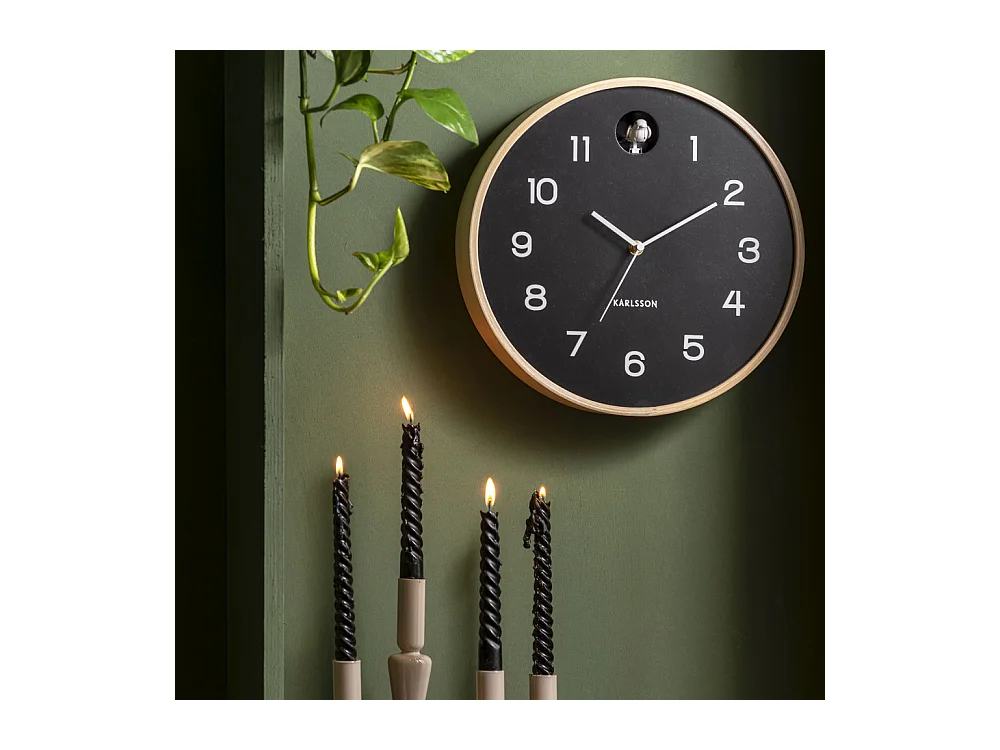 Wandklok Natural Cuckoo - Zwart- Ø31,5cm