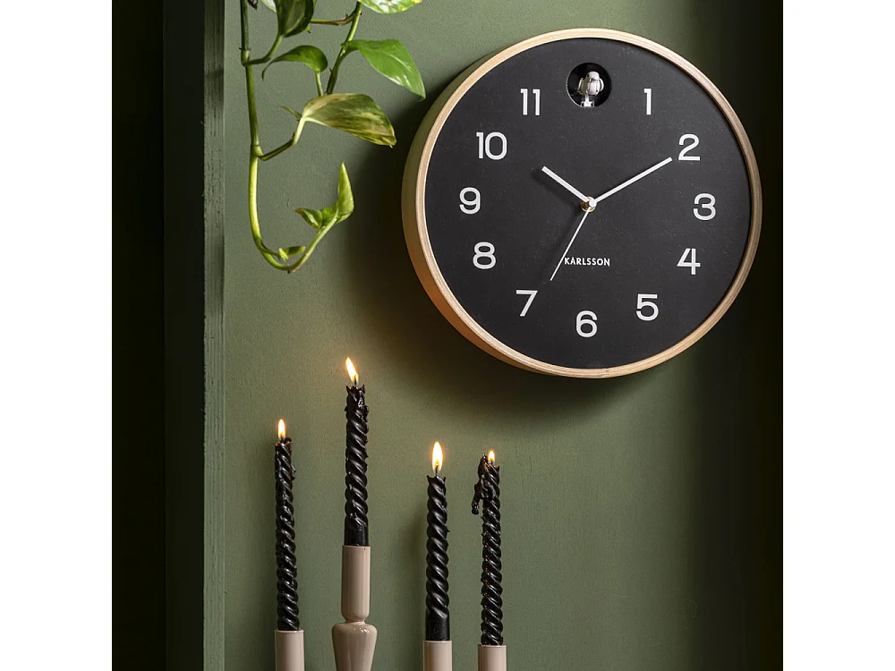 Natural Cuckoo - Horloge murale ronde ø31,5cm - Noir