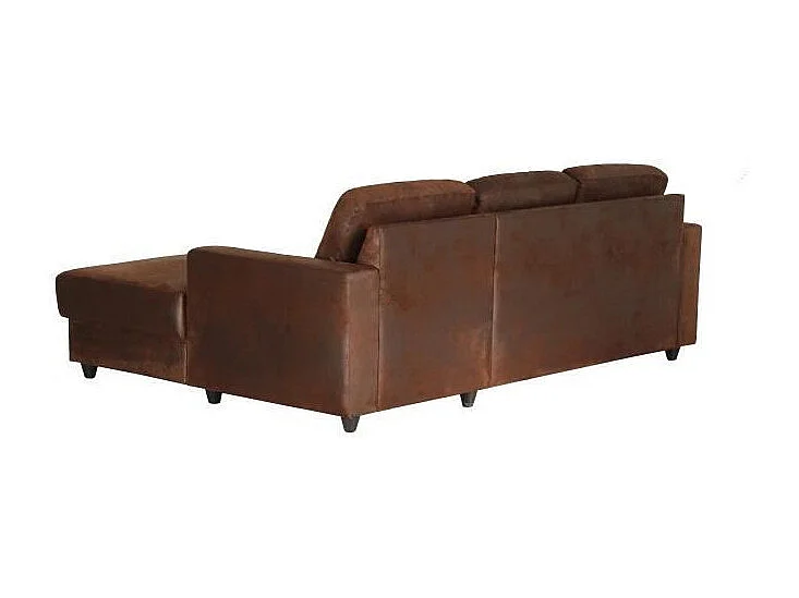 Divano d'angolo 4 posti Vintage Marrone Contemporaneo - Tessuto 100% poliestere - Struttura in Pino Massiccio - Confortevole ed Elegante