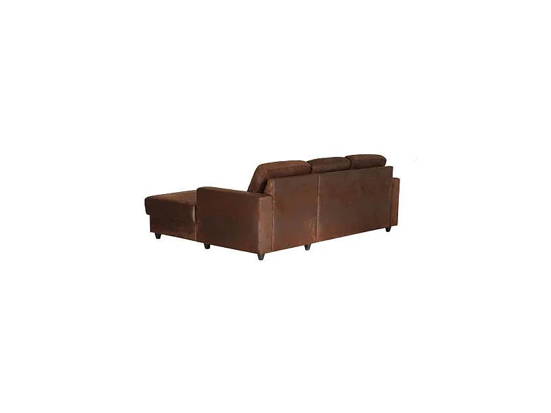 Ecksofa 4-Sitzer Vintage Braun Zeitgenössisch - 100% Polyester Stoff - Massivholzstruktur aus Kiefer - Bequem und Elegant