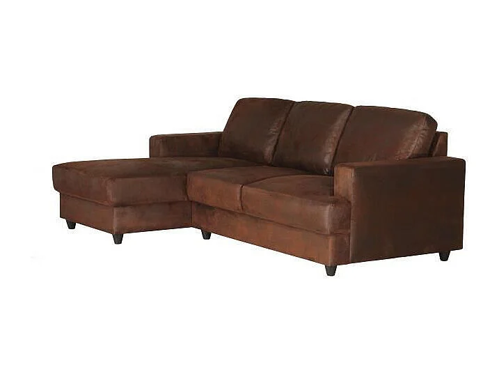 Divano d'angolo sinistro 4 posti PAUL in Tessuto Marrone Vintage - Stile Contemporaneo - Comodo e Compatto