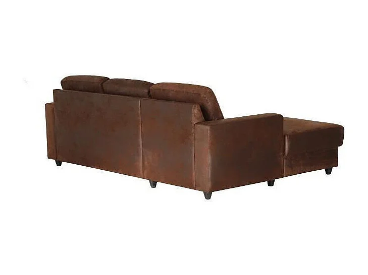 Divano d'angolo sinistro 4 posti PAUL in Tessuto Marrone Vintage - Stile Contemporaneo - Comodo e Compatto