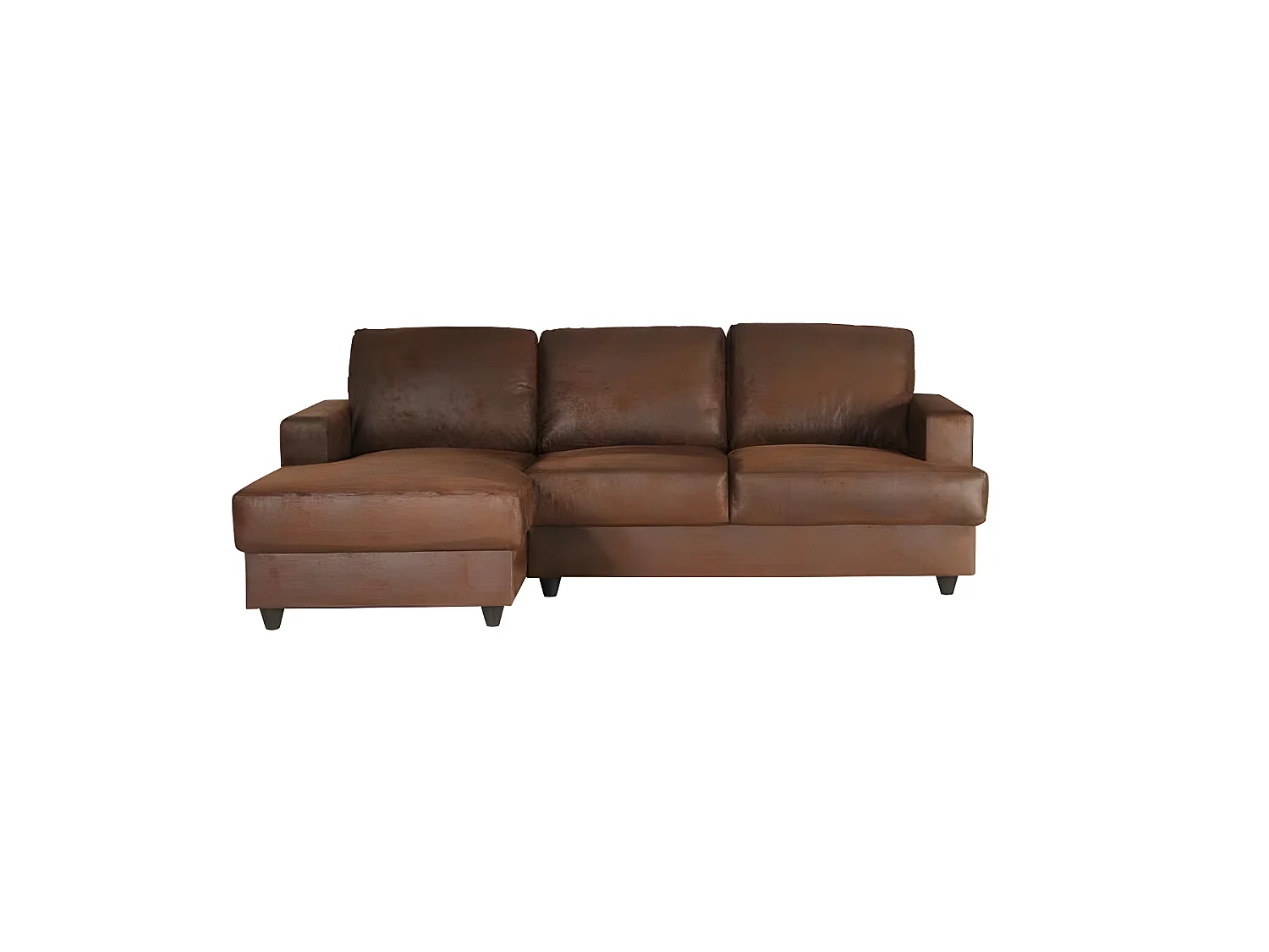 Ecksofa links 4-Sitzer PAUL aus Vintage-Braunem Stoff - Zeitgenössischer Stil - Bequem und Kompakt