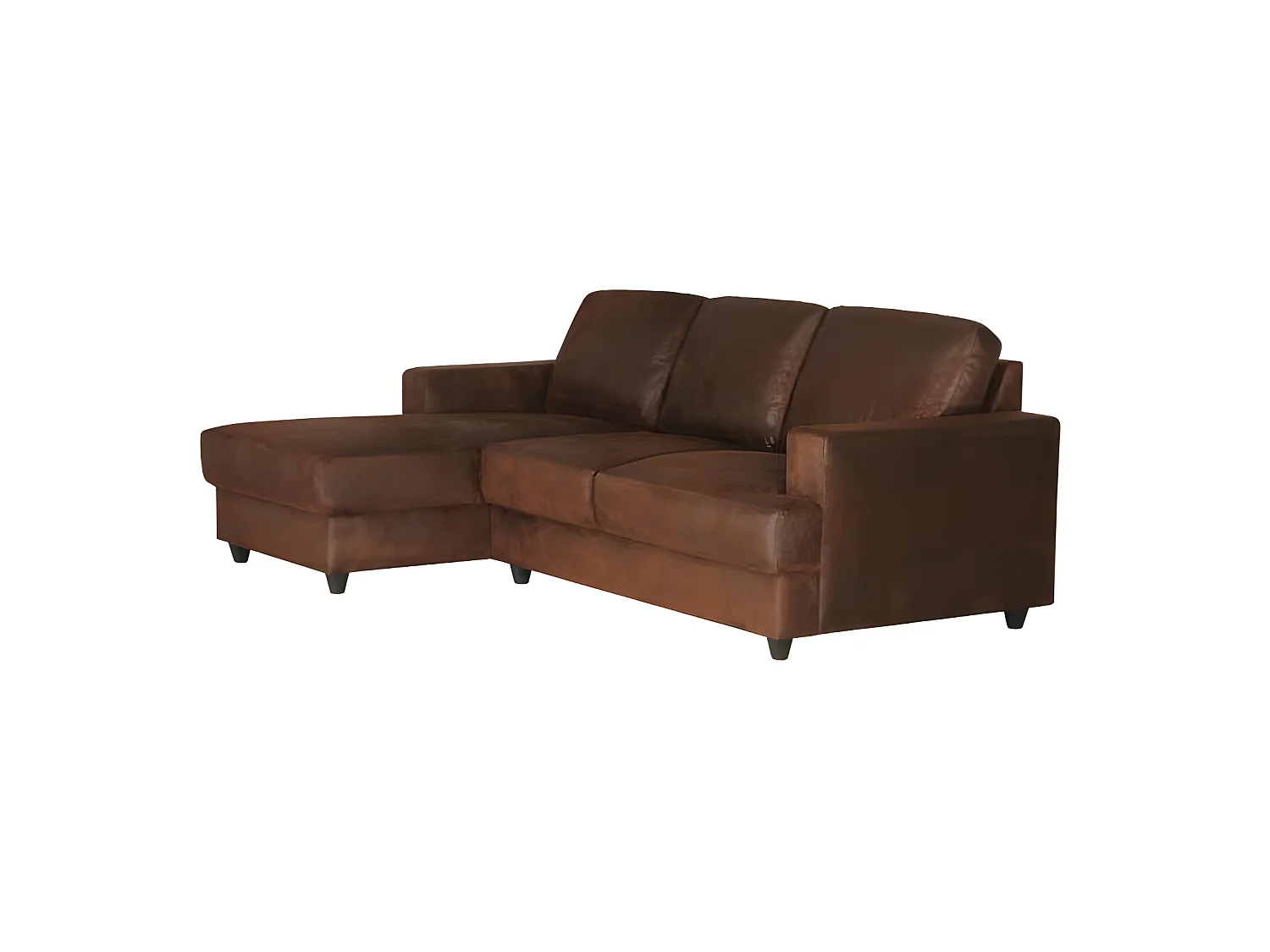 Ecksofa links 4-Sitzer PAUL aus Vintage-Braunem Stoff - Zeitgenössischer Stil - Bequem und Kompakt