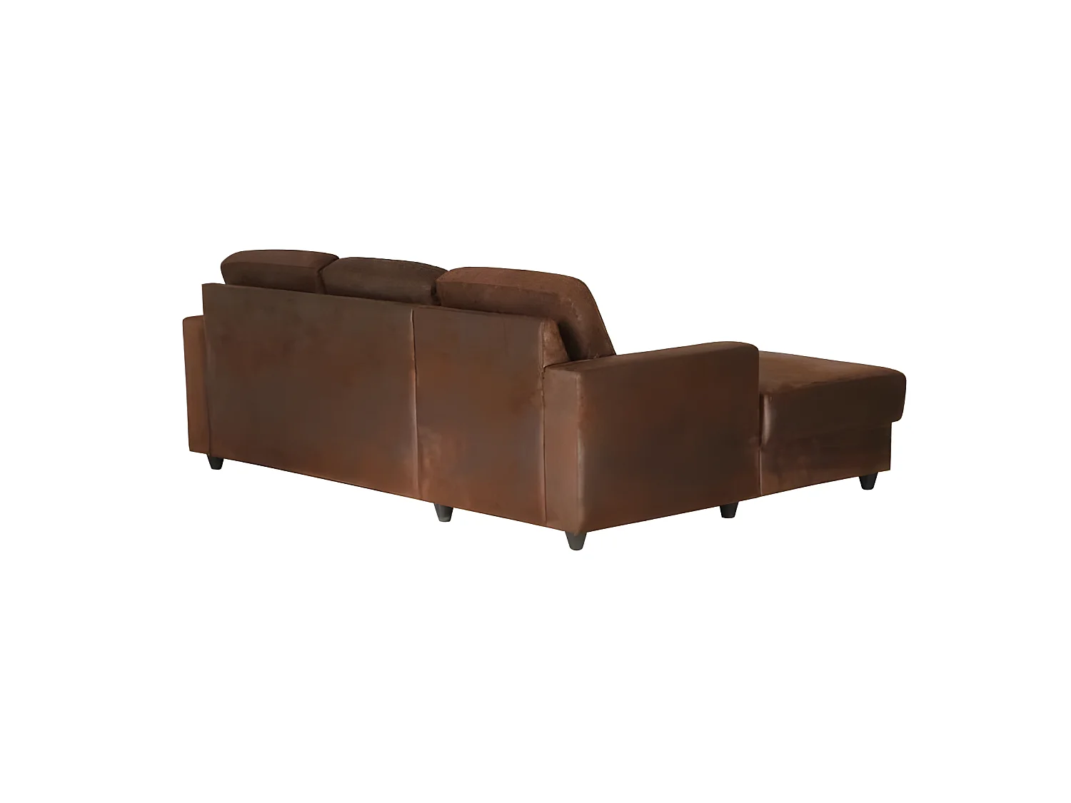 Ecksofa links 4-Sitzer PAUL aus Vintage-Braunem Stoff - Zeitgenössischer Stil - Bequem und Kompakt
