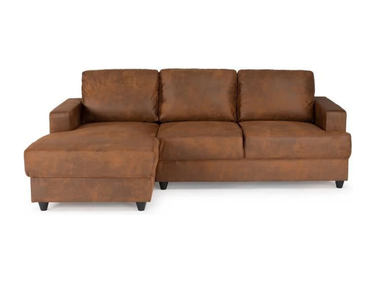 PAUL Canapé d'angle gauche 4 places - Tissu Marron vintage - Contemporain - L 215 x P 140 cm