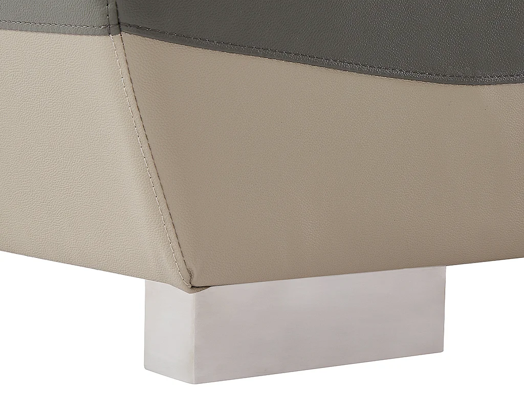 Sofá 2 plazas de piel FRANCESCA - Bicolor antracita y gris