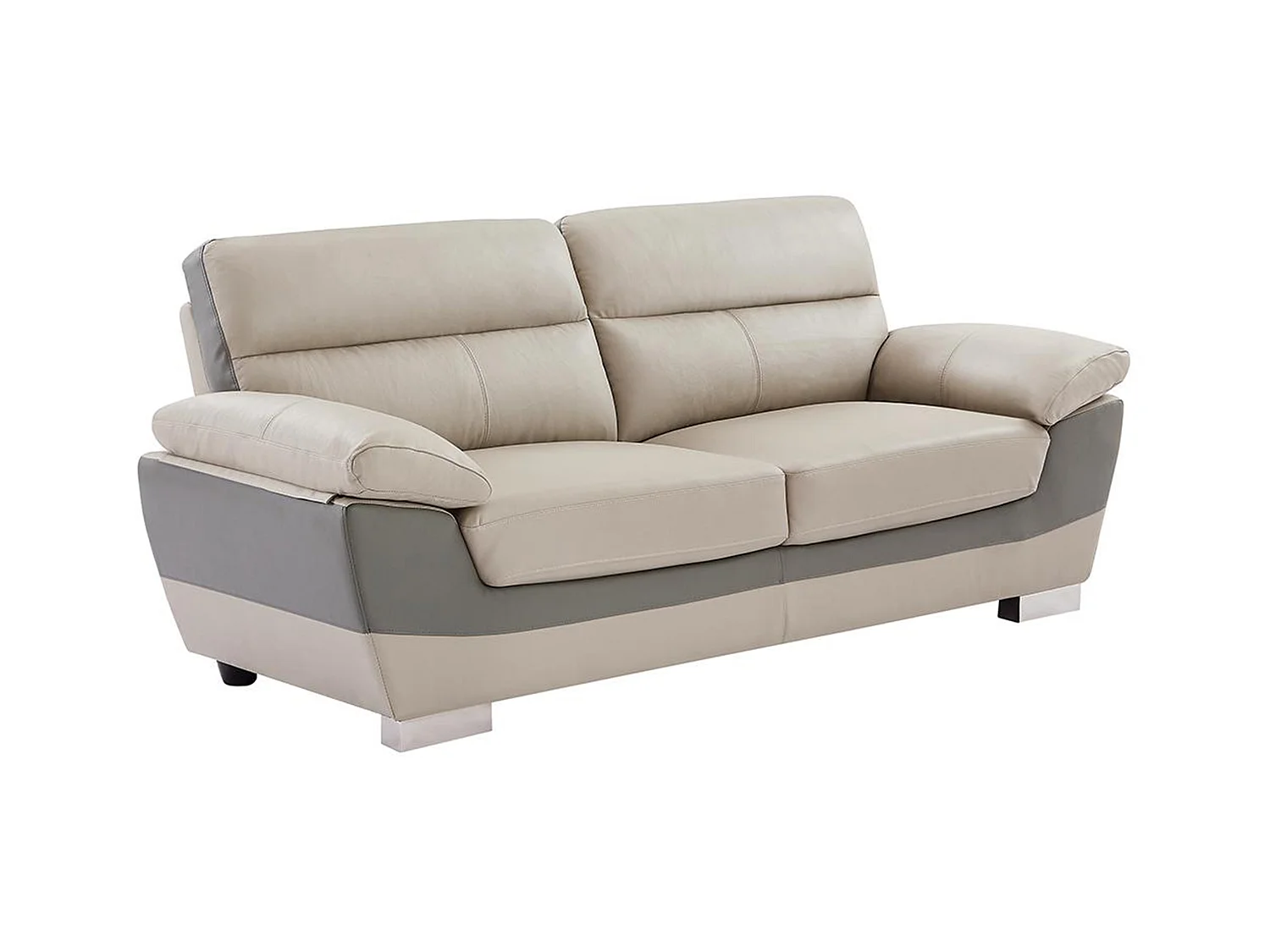 Ledersofa 3-Sitzer - Taupe - FRANCESCA