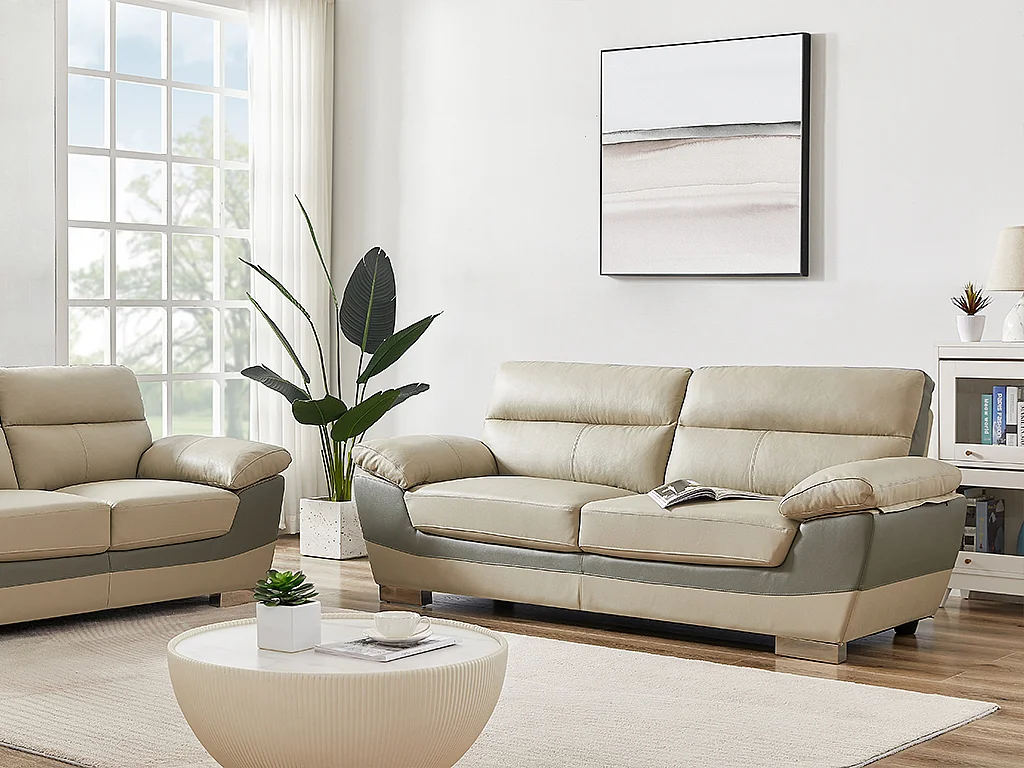 Skinn 3-seters sofa FRANCESCA - Taupe