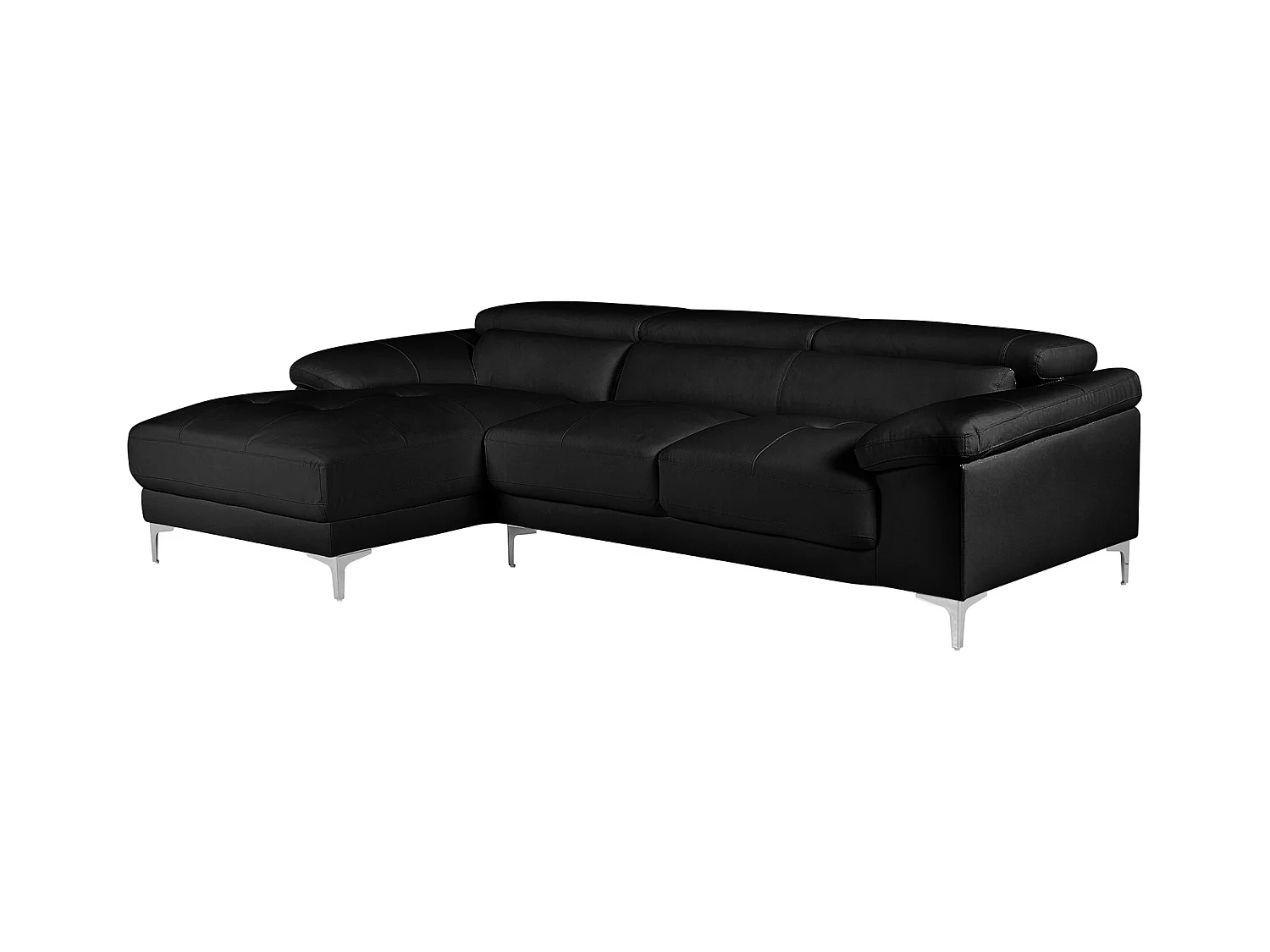 Canapé d'angle en cuir SOLANGE - Noir - Angle gauche