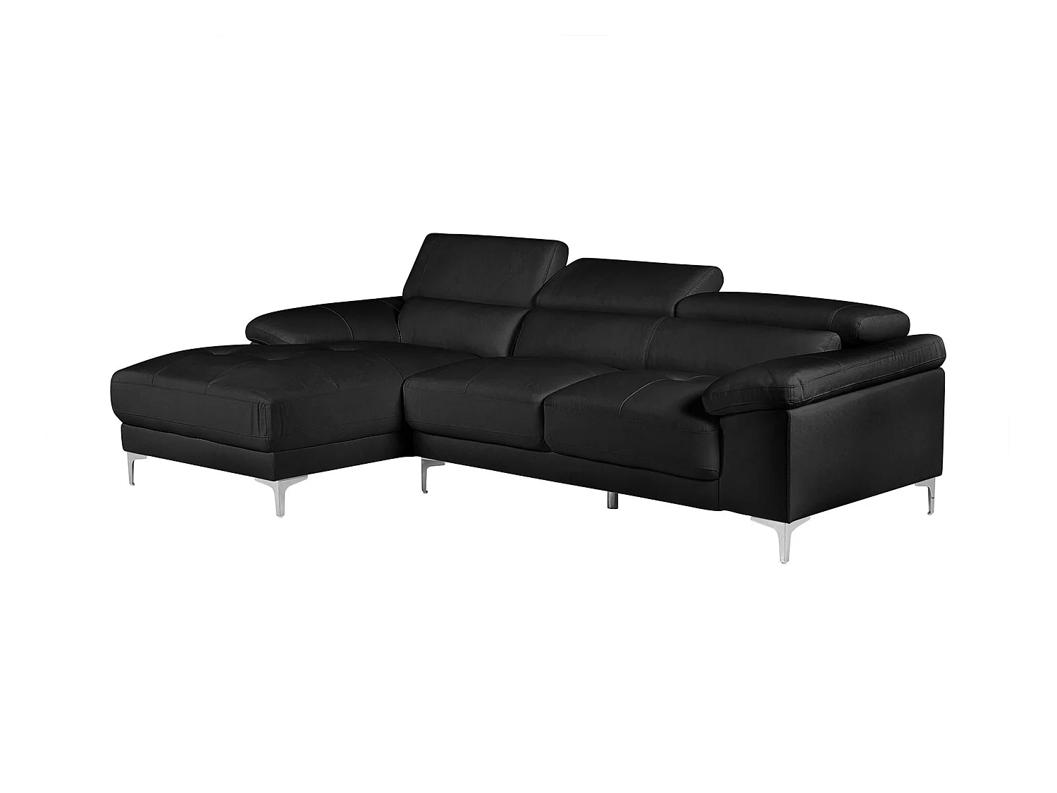 Canapé d'angle en cuir SOLANGE - Noir - Angle gauche