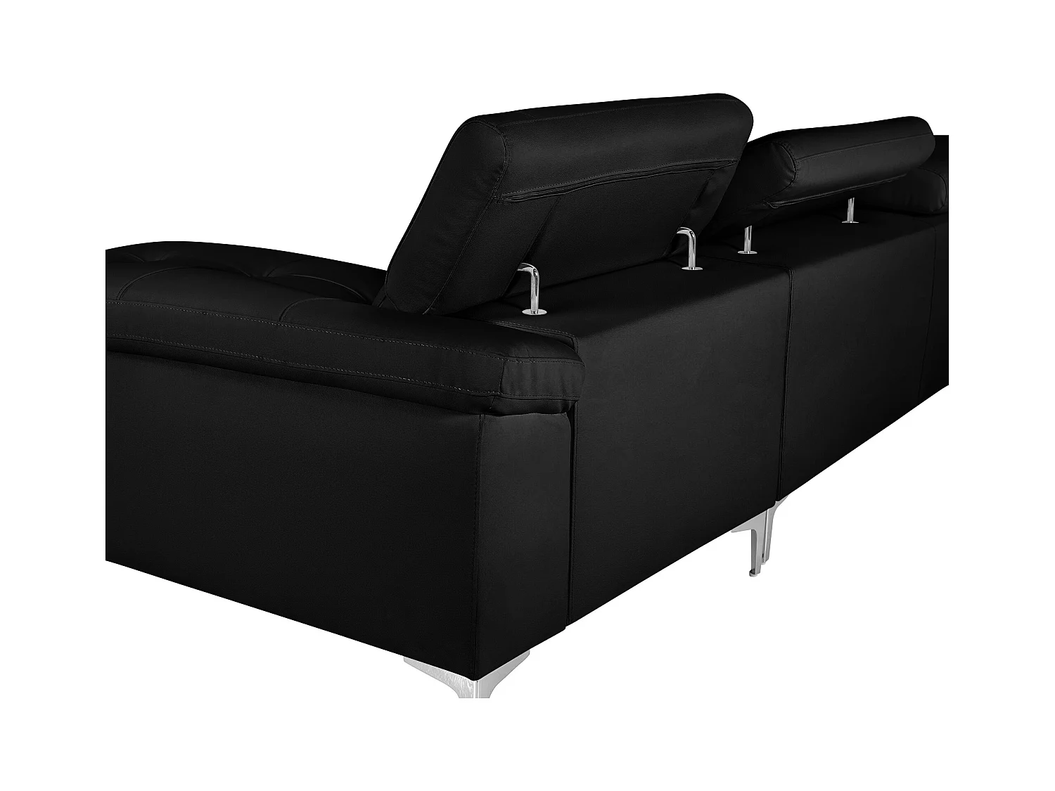 Canapé d'angle en cuir SOLANGE - Noir - Angle gauche