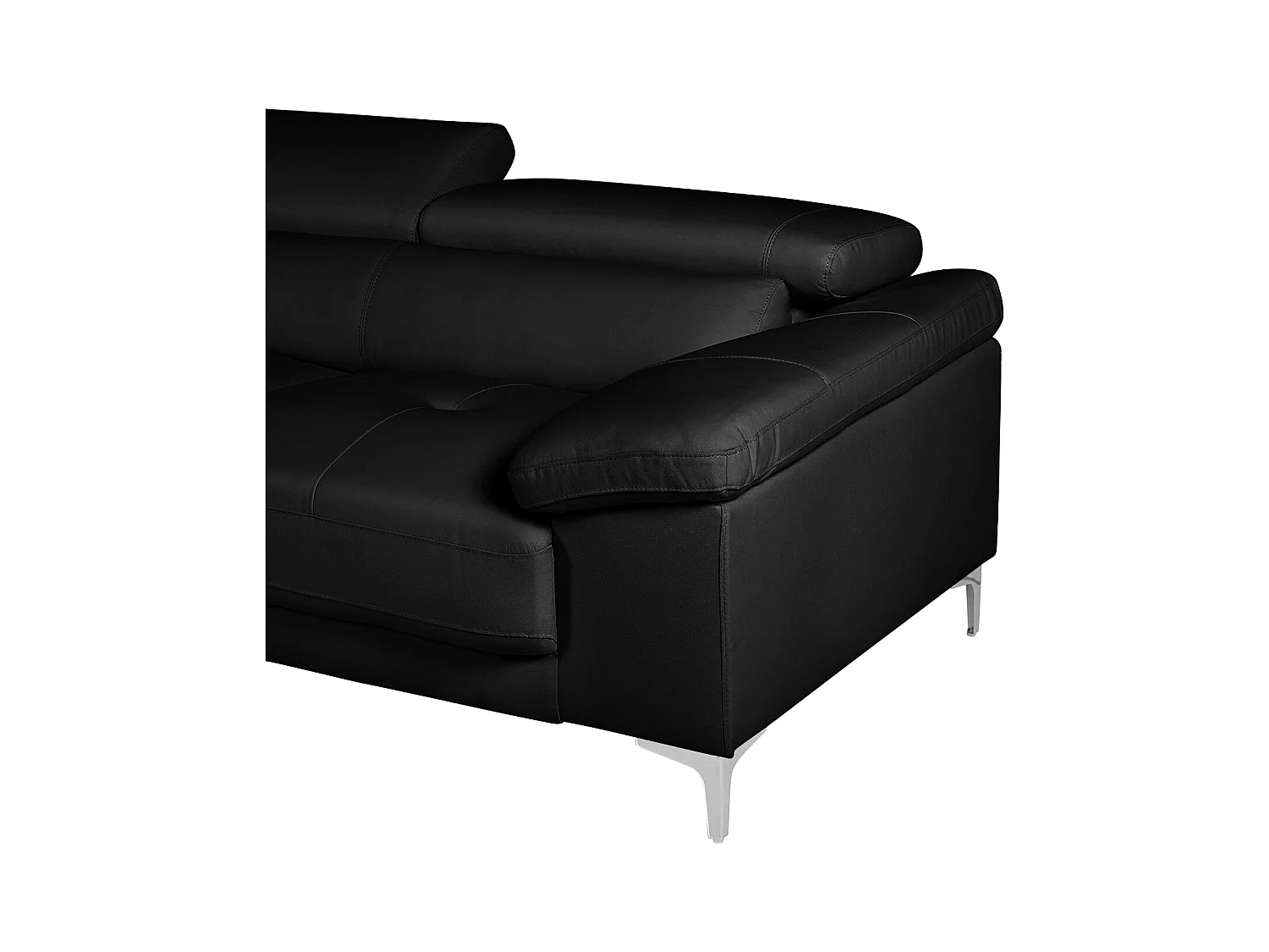 Canapé d'angle en cuir SOLANGE - Noir - Angle gauche