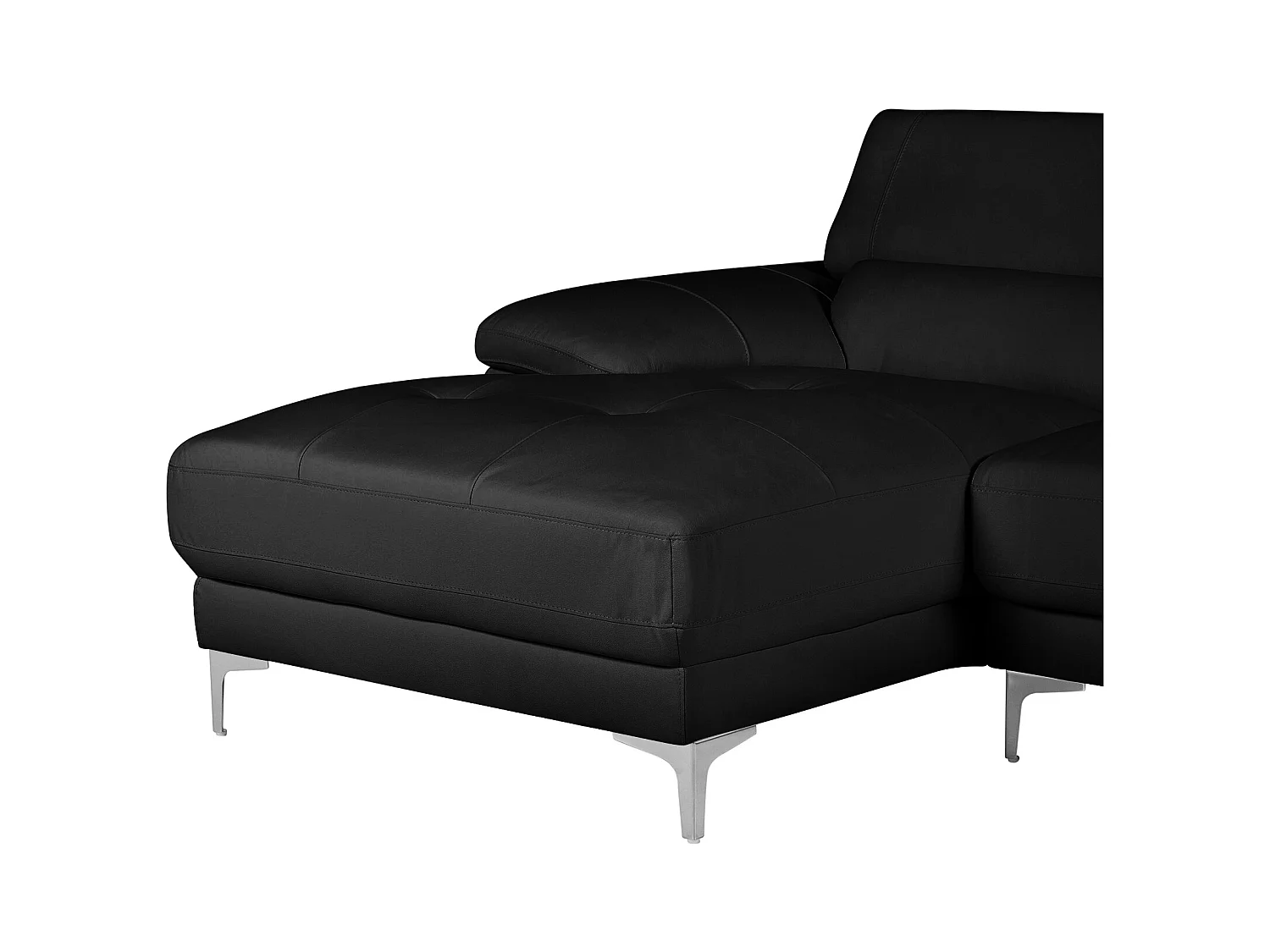 Canapé d'angle en cuir SOLANGE - Noir - Angle gauche