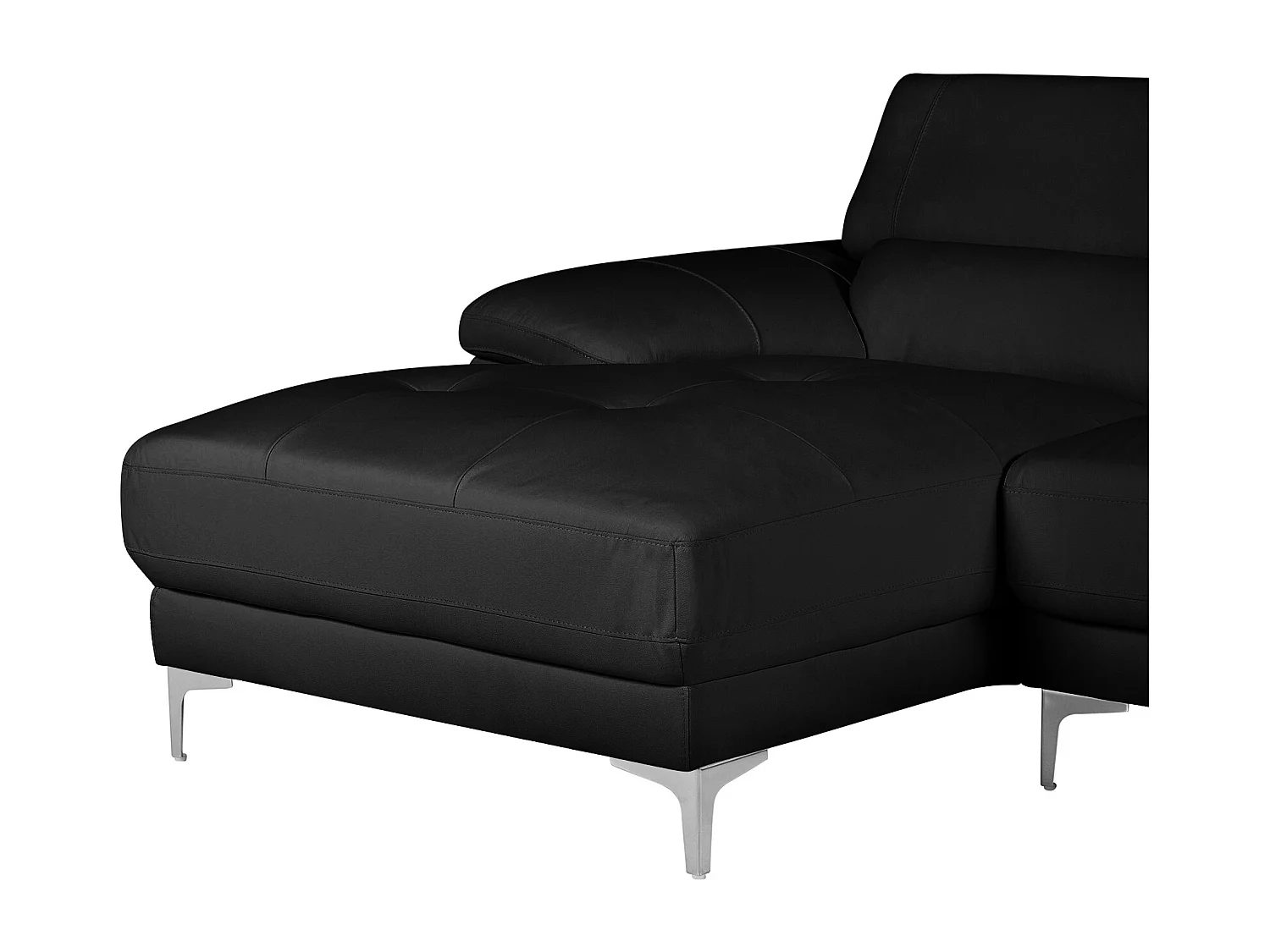 Canapé d'angle en cuir SOLANGE - Noir - Angle gauche