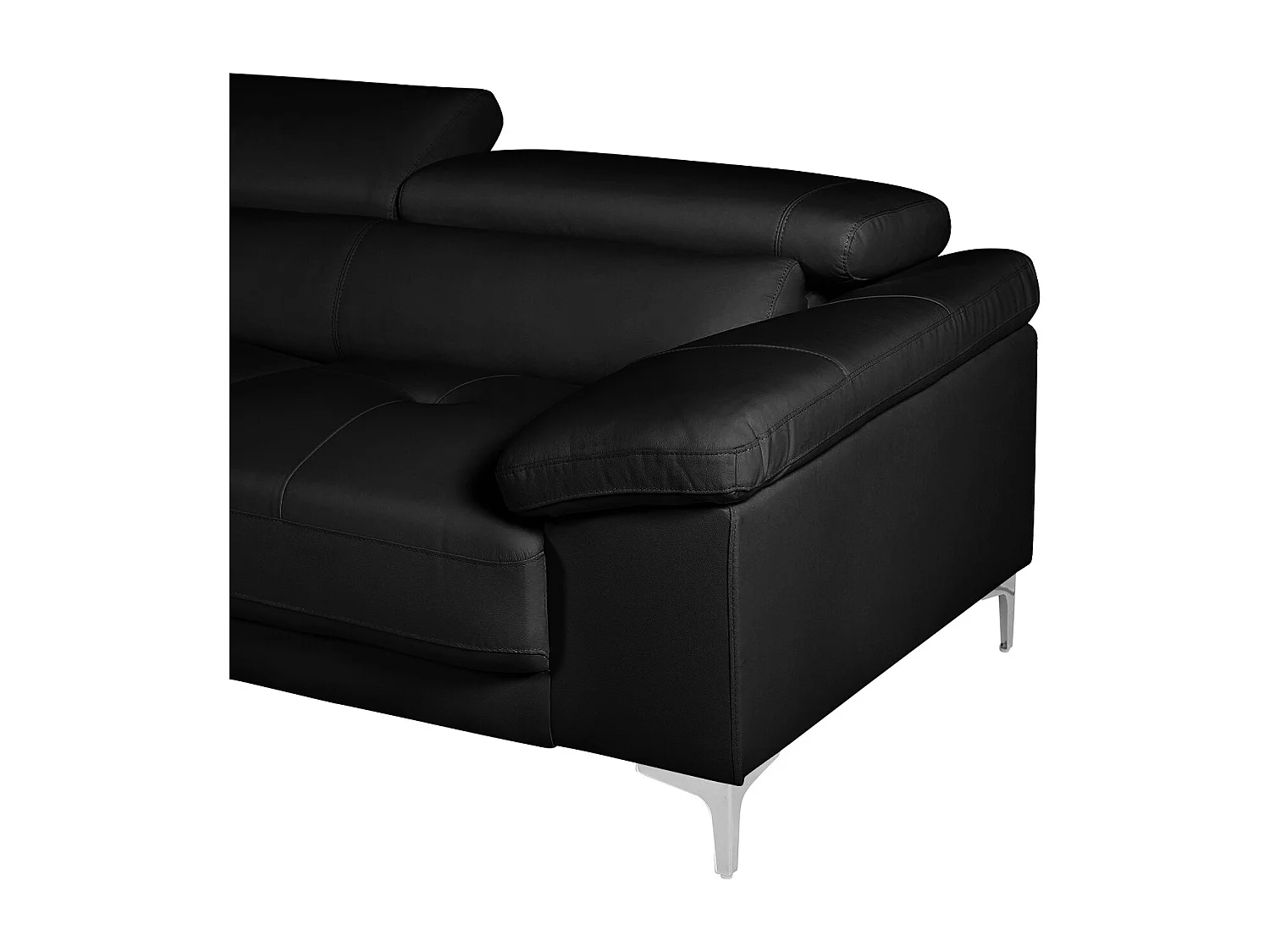 Canapé d'angle en cuir SOLANGE - Noir - Angle gauche