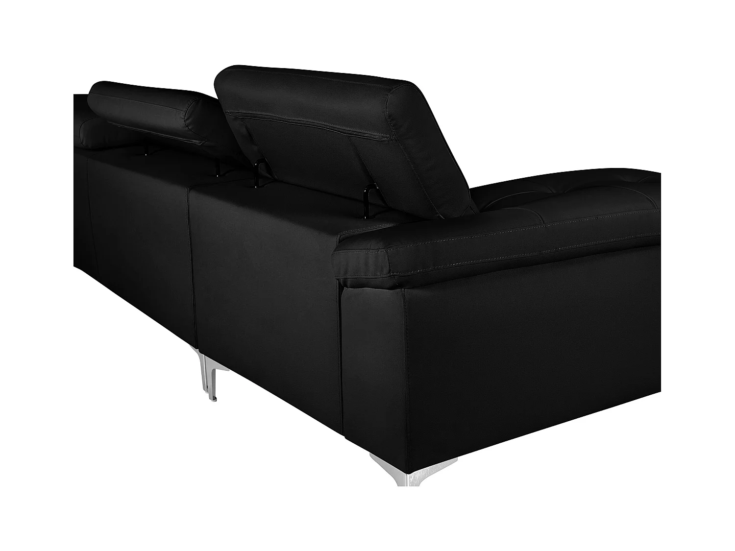 Canapé d'angle en cuir SOLANGE - Noir - Angle droit