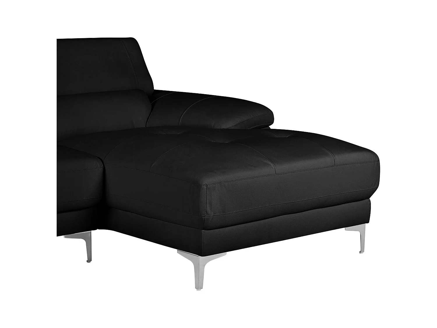 Canapé d'angle en cuir SOLANGE - Noir - Angle droit