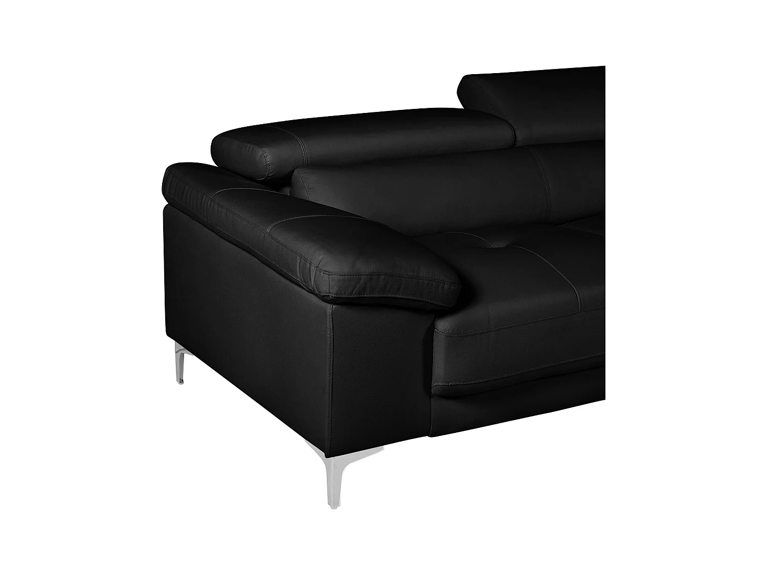 Canapé d'angle en cuir SOLANGE - Noir - Angle droit