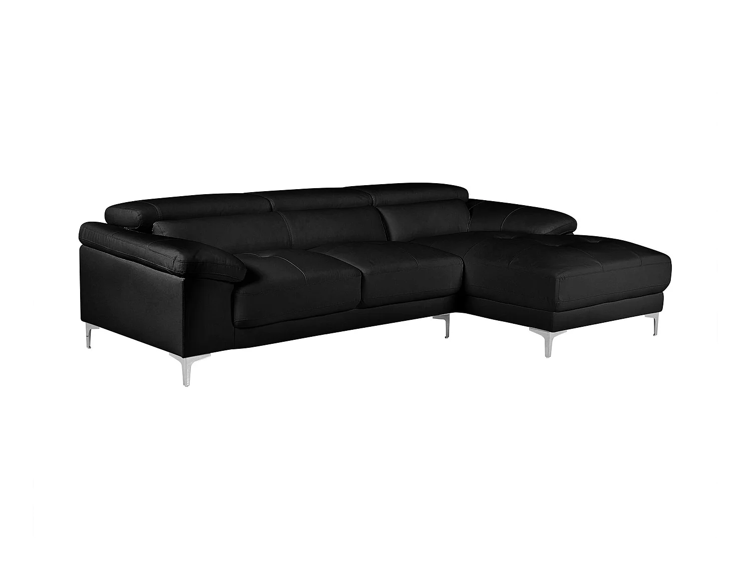 Canapé d'angle en cuir SOLANGE - Noir - Angle droit