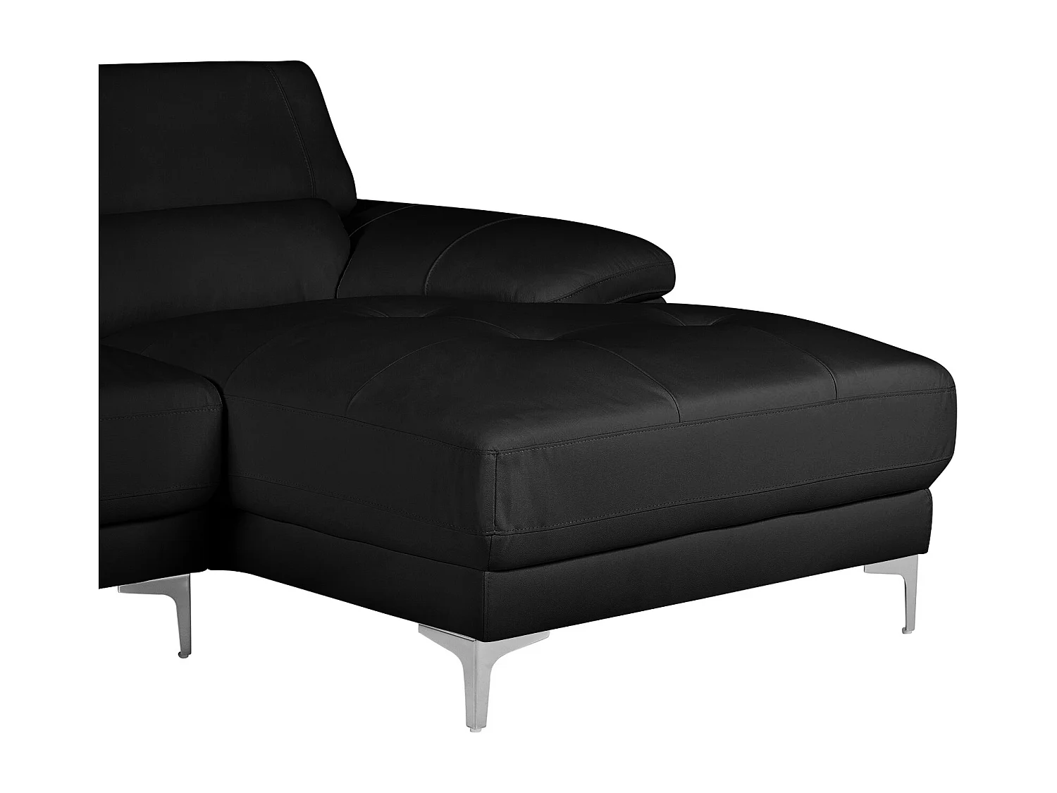 Canapé d'angle en cuir SOLANGE - Noir - Angle droit