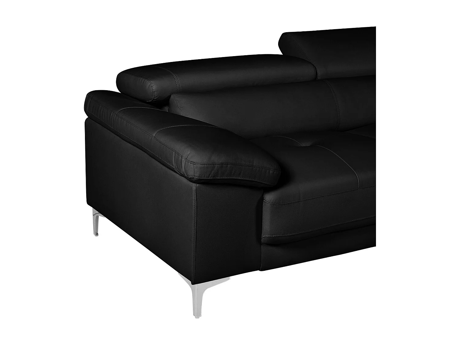 Canapé d'angle en cuir SOLANGE - Noir - Angle droit